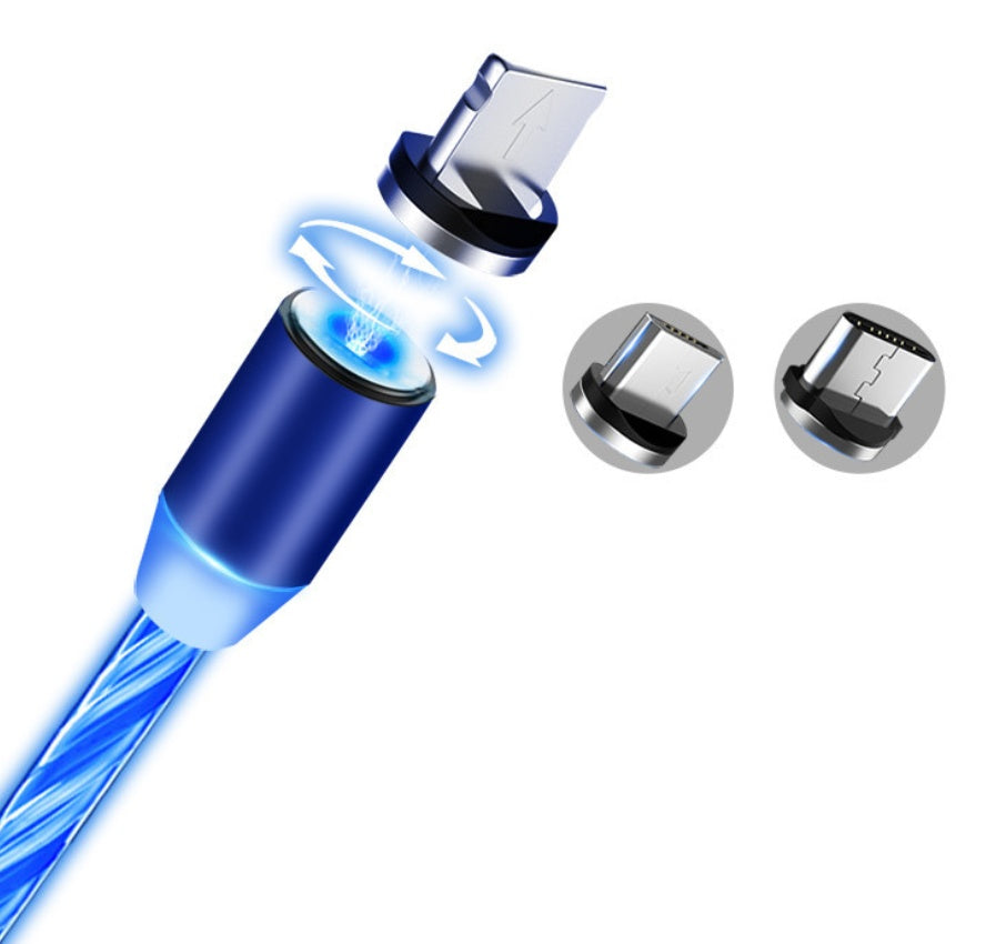 Câble Magnétique LED 3 en 1 – Charge Rapide & Design Futuriste