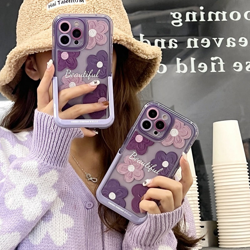 Coque iPhone avec Fleurs 3D & Message "Beautiful" – Protection & Style Féminin