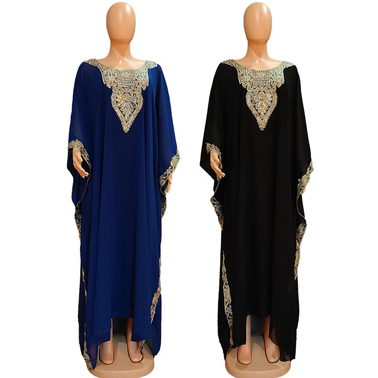 Robe Kaftan Luxe Orientale – Broderies Dorées Élégantes