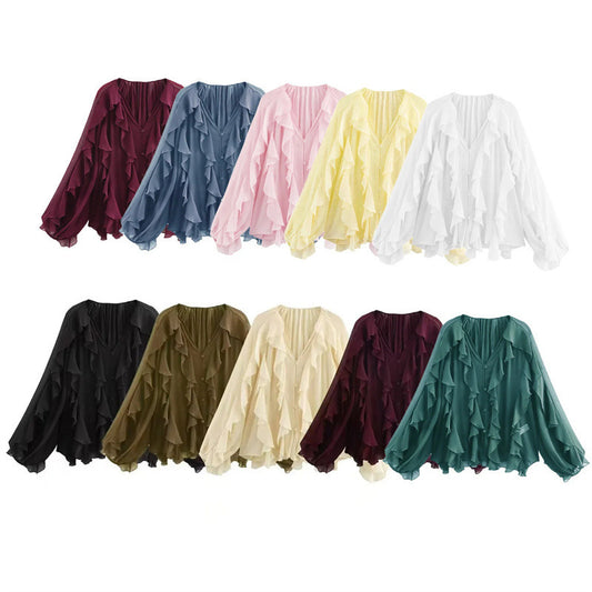 Blouse Volants Fluide Femme