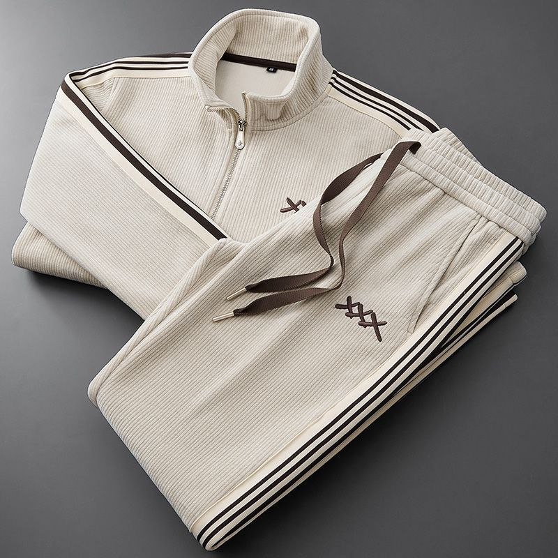 Warm Sports Suit Men's Zipped Stand Collar Cardigan