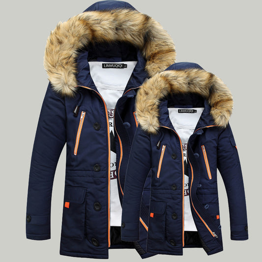 Veste Hiver Épaissie avec Capuche en Fausse Fourrure – Homme & Enfant