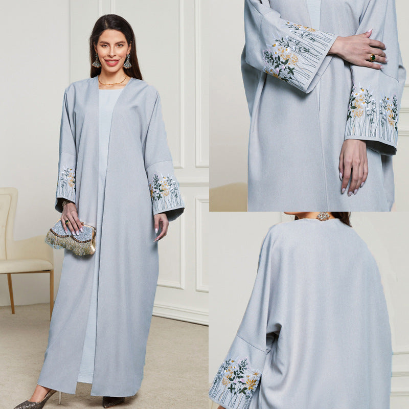 Abaya brodée florale – Élégance raffinée pour femme pudique Muslim
