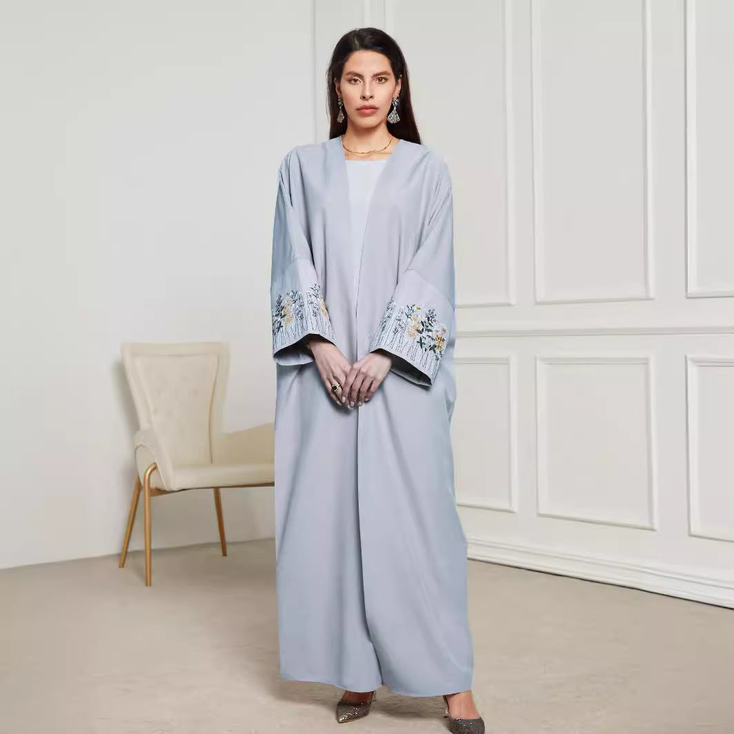 Abaya brodée florale – Élégance raffinée pour femme pudique Muslim
