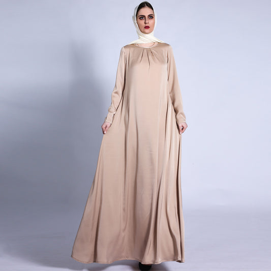 Abaya Satinée Beige Élégante – Coupe Fluide & Minimaliste
