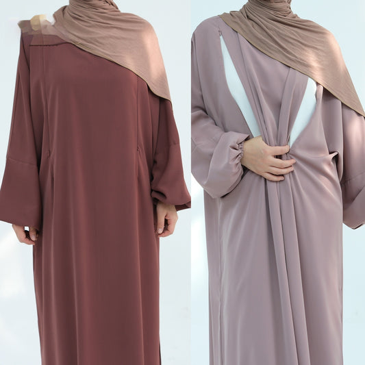 Abaya Dubaï Chic – Combinaison fluide avec hijab assorti | Élégance pudique & moderne