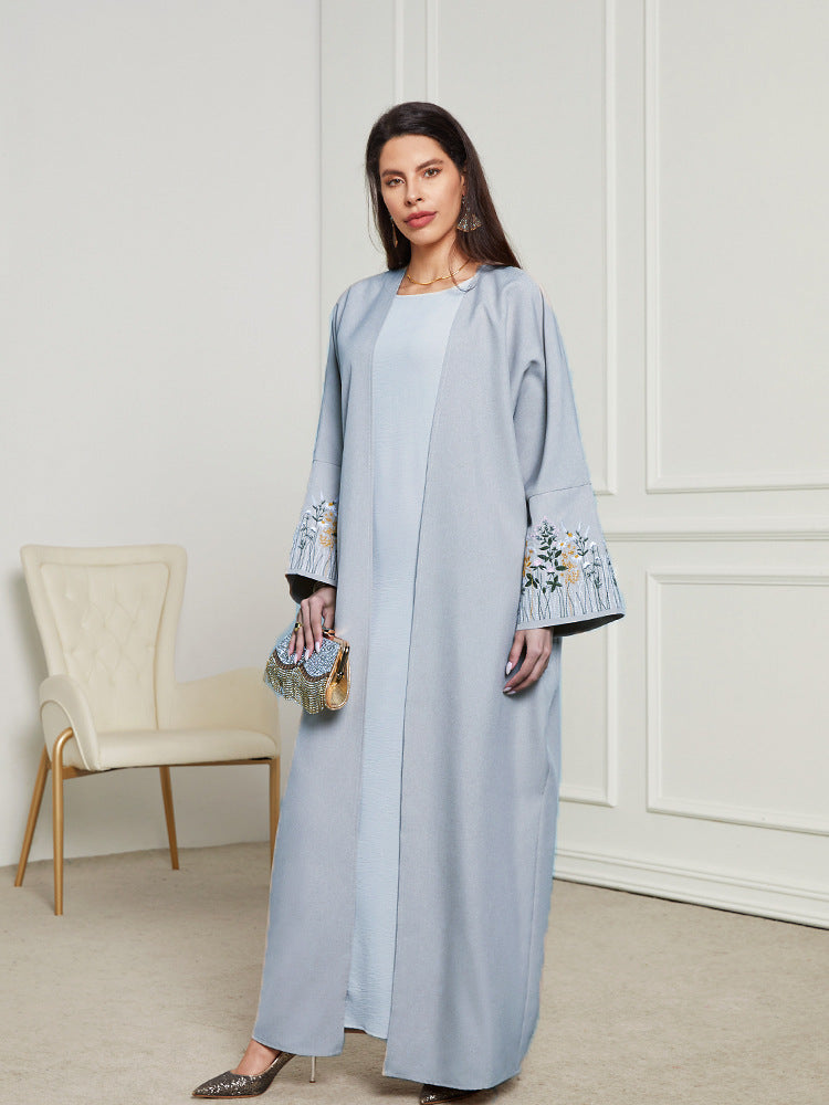 Abaya brodée florale – Élégance raffinée pour femme pudique Muslim