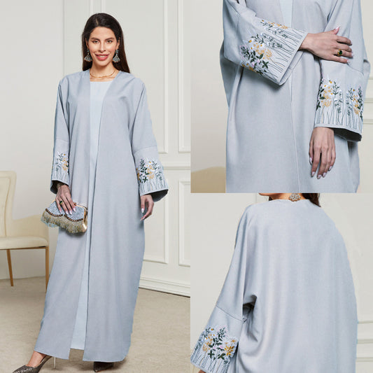 Abaya brodée florale – Élégance raffinée pour femme pudique Muslim