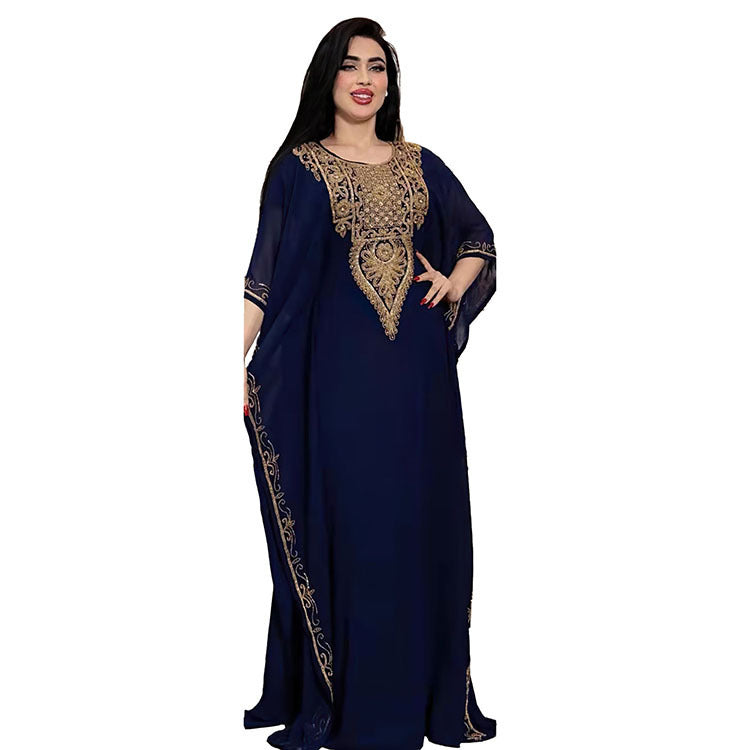 Robe Kaftan Luxe Orientale – Broderies Dorées Élégantes