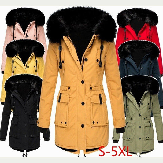 Manteau Femme Hiver Chaud – Parka Longue avec Capuche Fourrure & Doublure Polaire