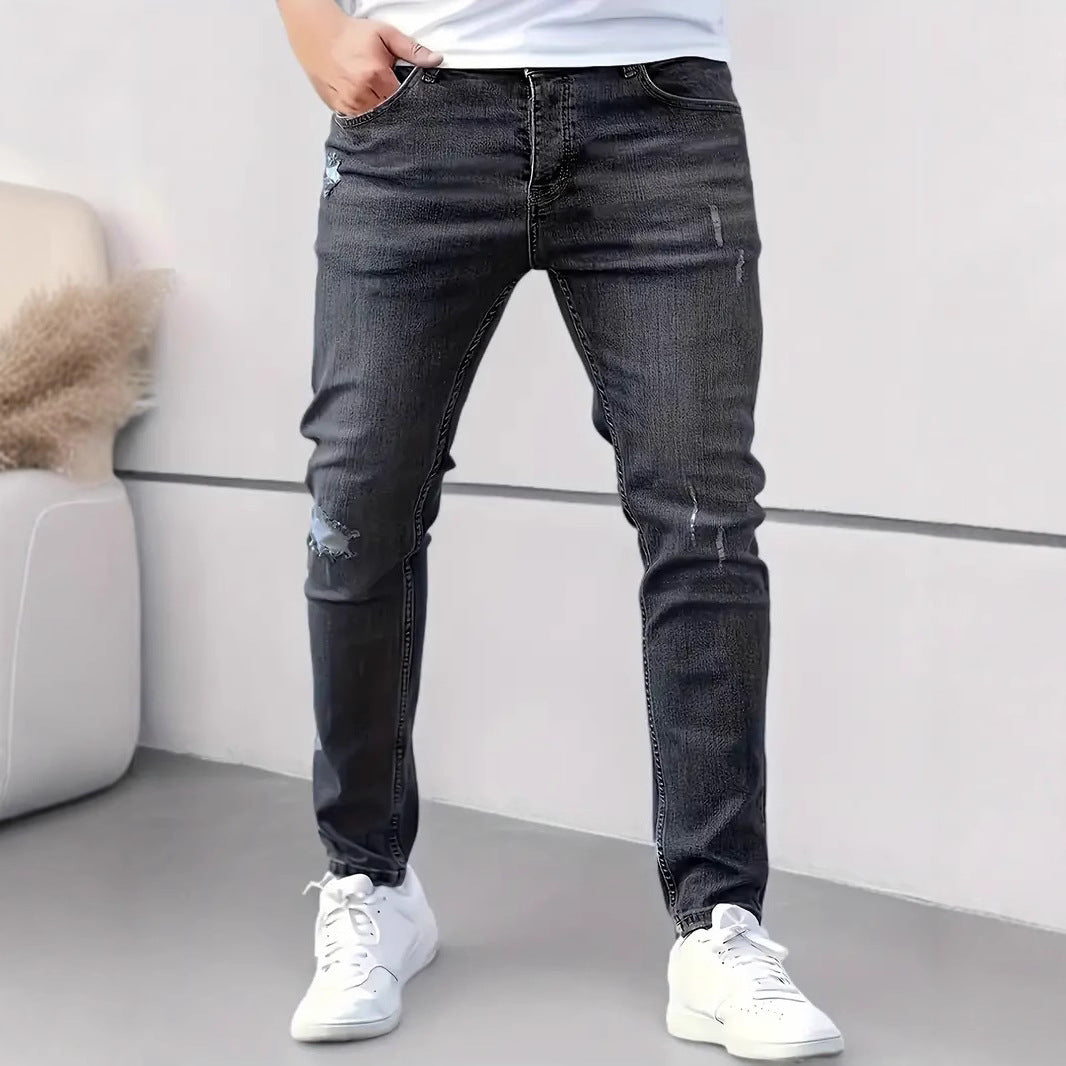 Jean slim homme déchiré léger – Style urbain casual chic, 3 couleurs