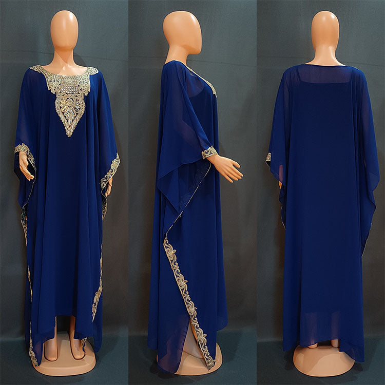 Robe Kaftan Luxe Orientale – Broderies Dorées Élégantes
