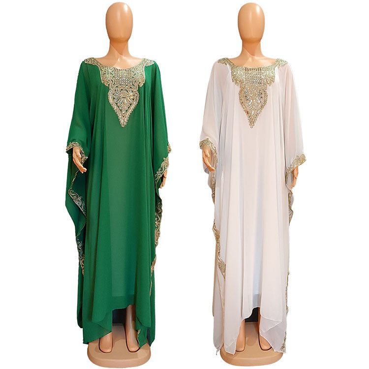 Robe Kaftan Luxe Orientale – Broderies Dorées Élégantes