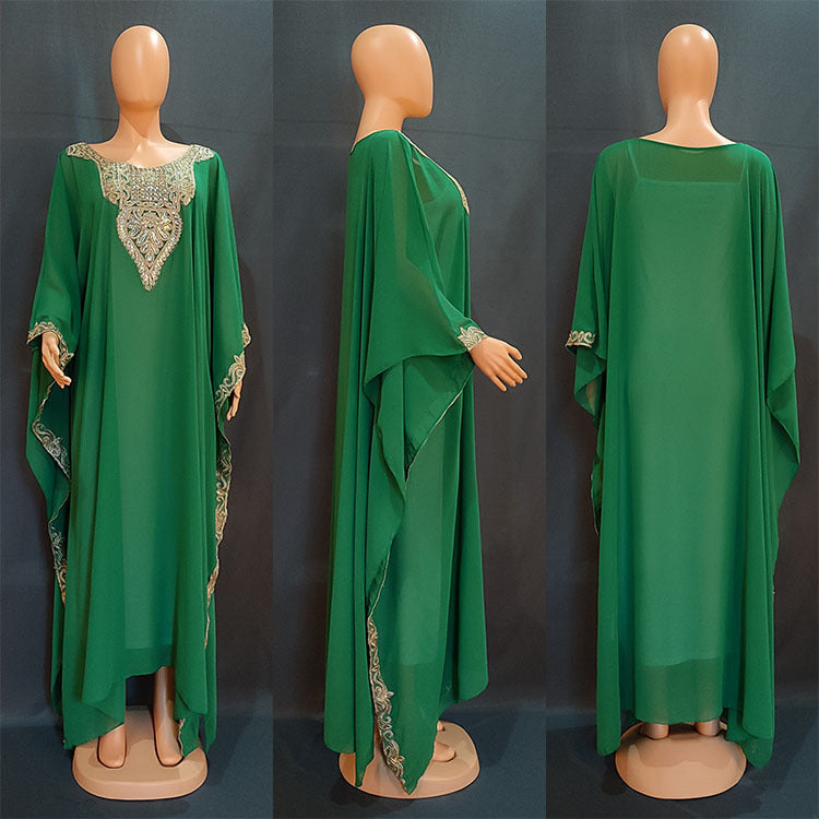 Robe Kaftan Luxe Orientale – Broderies Dorées Élégantes